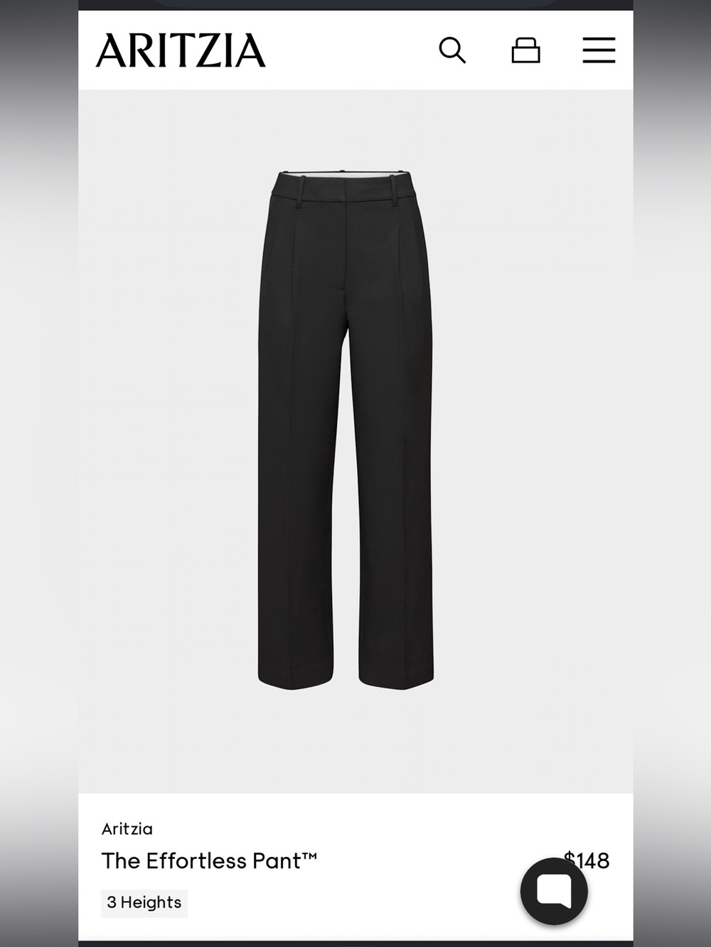 NWOT Aritzia Wilfred The Effortless Pant™️ trouser long straight leg pants Black